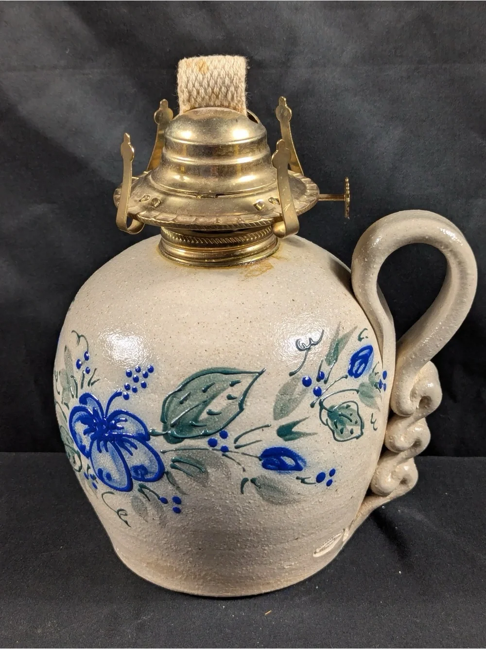 Salmon Falls Pottery Summer Garden Oil Lantern with Hand-Painted Design